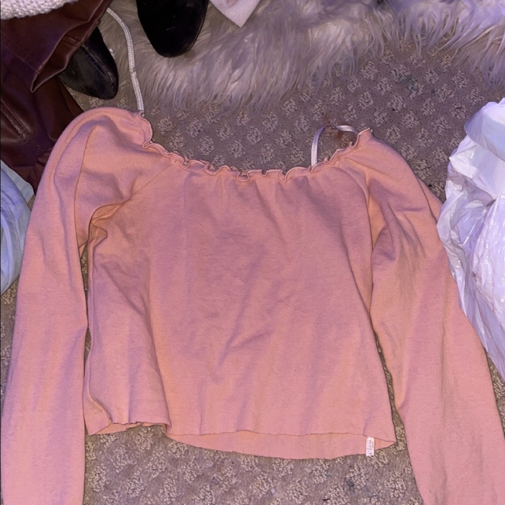 pink forever 21 cropped ribbed shirt